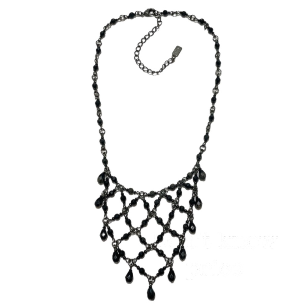 Bib Necklace, 1928 Jewelry Company - Black Beads